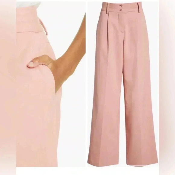 See by Chloe Women's Muted Clay Cotton Wide Leg Pleated Trouser Pant Size 12 NWT - Picture 5 of 11
